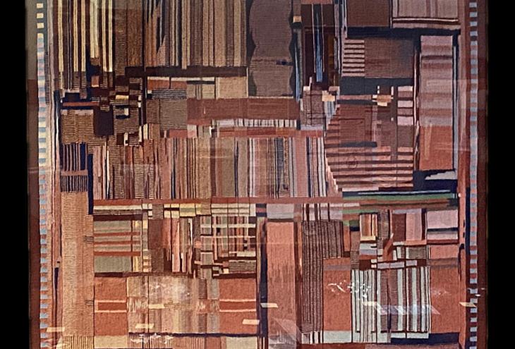 Rug woven in pattern of microchip